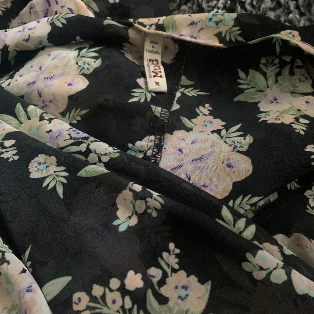 Floral sheer beach kimono